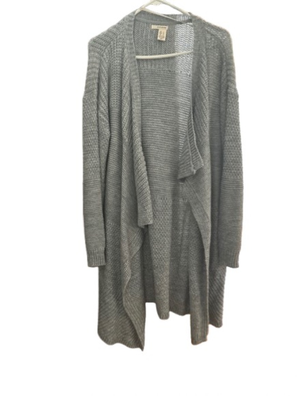DKNY Light Gray Open-Front Knit Cardigan